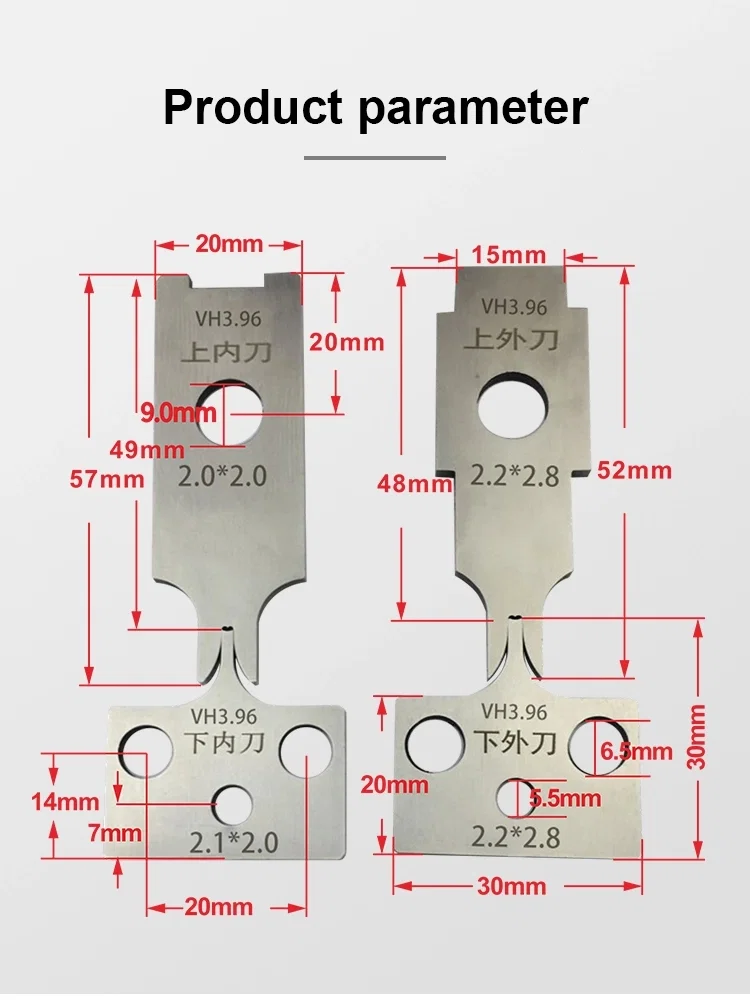 OTP Tungstenstålblad för terminalkrimpmaskin, terminalmaskinblad, OTP-blad, trådrems- och krimpmaskinsstansar, monteringskniv för krimpmaskin, krimpkniv