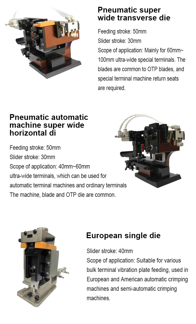 OTP mold for all types of terminal crimping machines, OTP mold for stripping machines, die Crimping mold change, termina