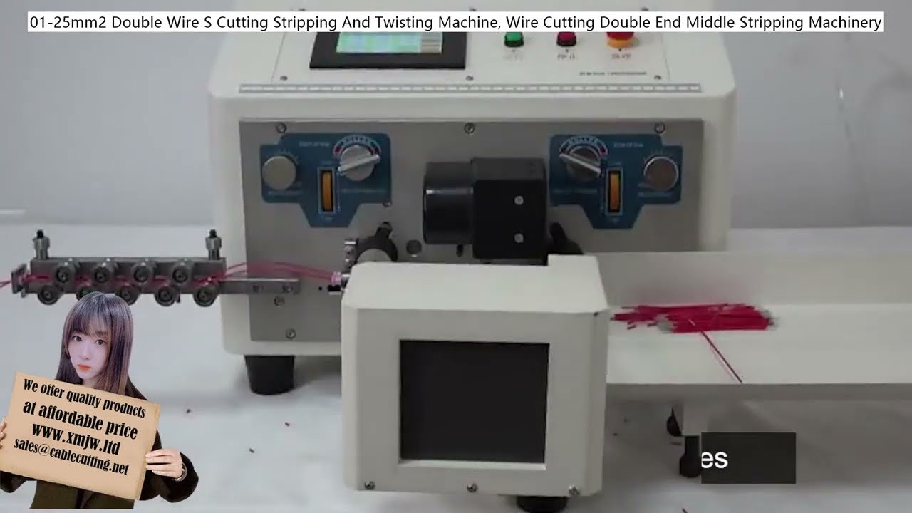 01 25mm2 Double Wire S Cutting Stripping And Twisting Machine, Wire Cutting Double End Middle Stripp